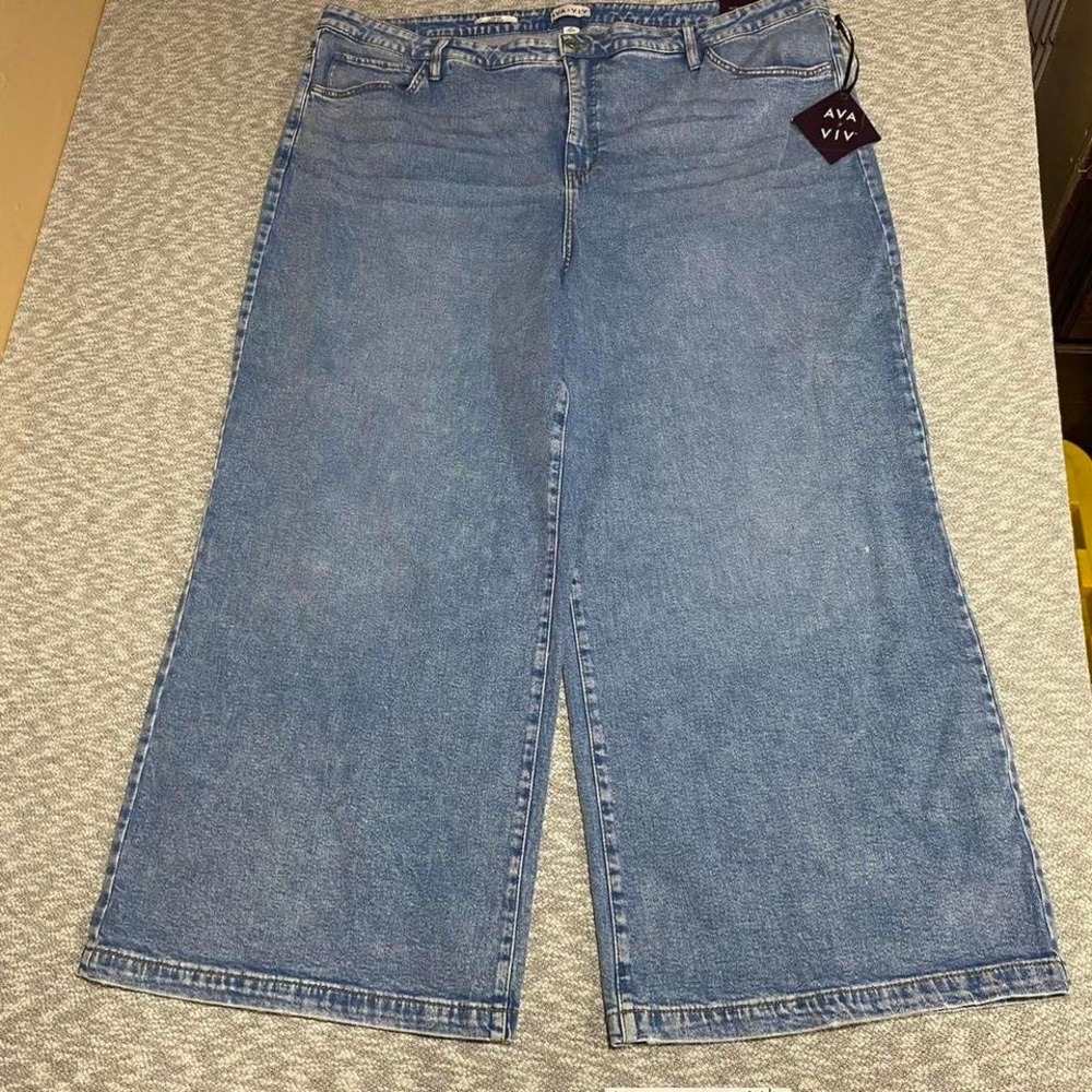 Ava & Viv blue wide leg jeans Women 26R=3X/4X. SKU-A64#denim #wideleg